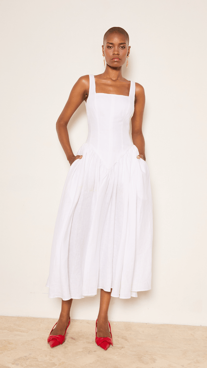 
Basque Cotton Midi Dress