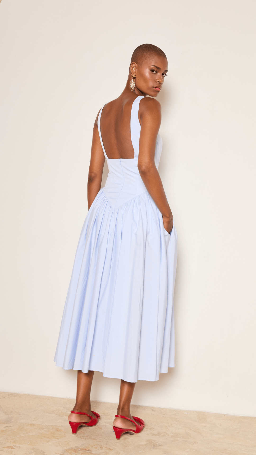 Basque Cotton Midi Dress 