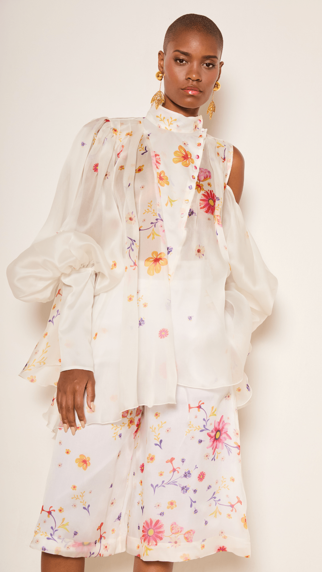 Bow Flora Silk Organza Top