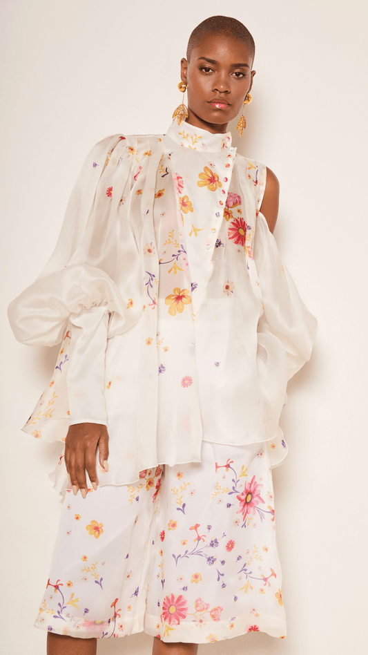 Bow Flora Silk Organza Top