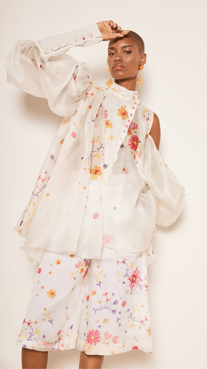 Bow Flora Silk Organza Top