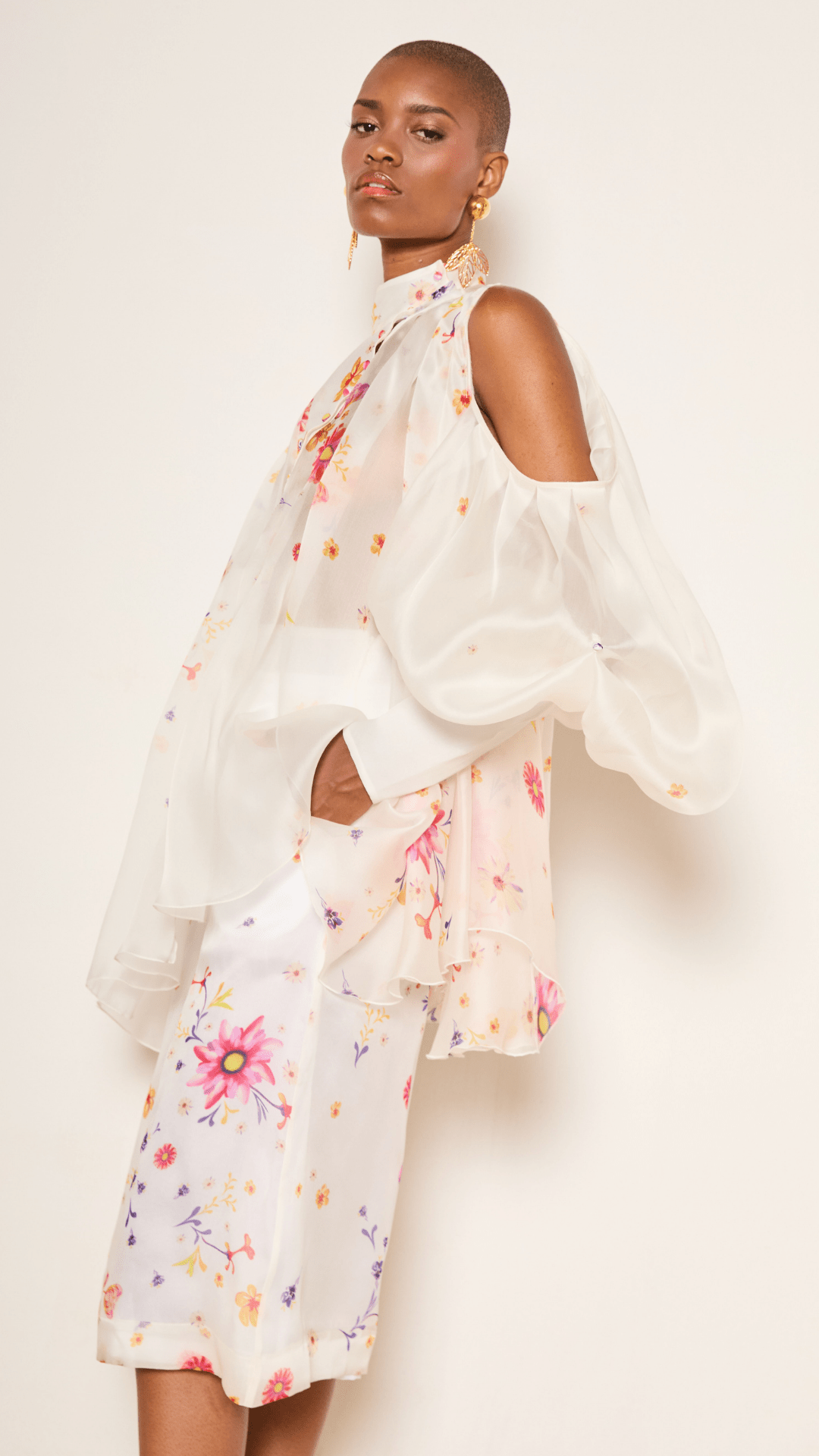 Bow Flora Silk Organza Top