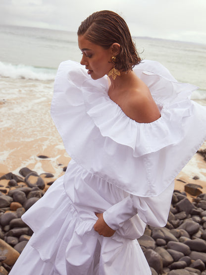 Ruffle Cotton Poplin Dress