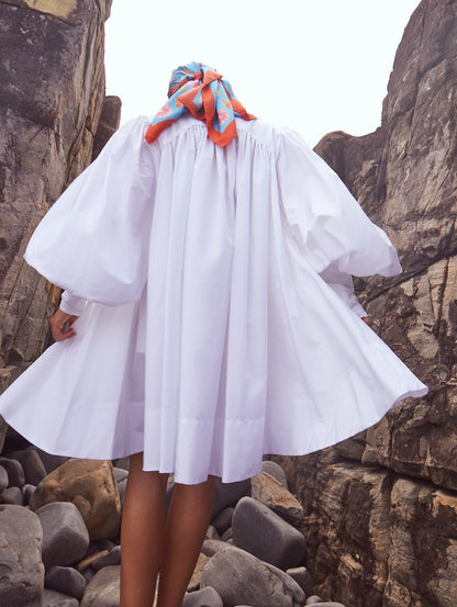 
Puff Sleeve Shirt Dress In Daisy White