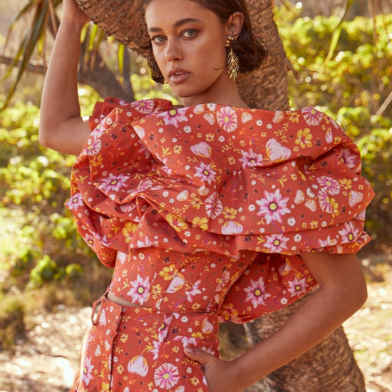 Mabel Brempong Exaggerated Ruffles Crop Top